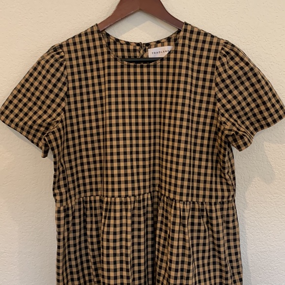 Tradlands Chalet Tiered Dress, Coffee Gingham - Picture 7 of 11